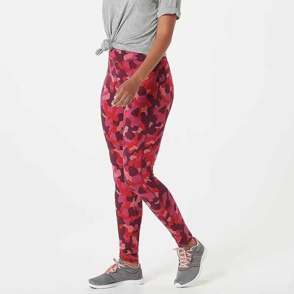 Denim & Co. Active Women's LP Pink Camo Regular Duo Stretch Printed Leggings - Picture 1 of 7